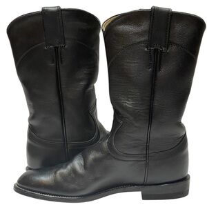 JUSTIN LADIES CLASSIC BLACK KIPSKIN LEATHER ROPER BOOT SZ 5.5